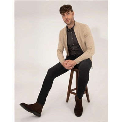 Kum Melanj Slim Fit Triko Hırka