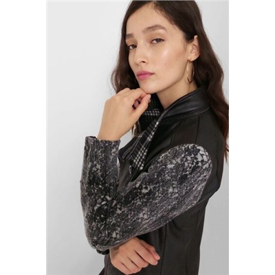 Chaqueta biker slim tartán
