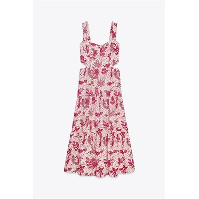 PRINTED MIDI CUT-OUT DRESS
