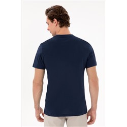 Erkek Regular Fit Bisiklet Yaka Lacivert Basic Tişört