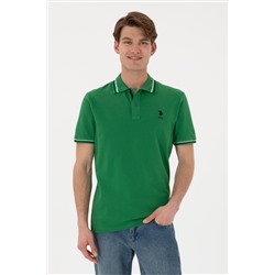 Erkek Regular Fit Polo Yaka Yeşil Basic Tişört