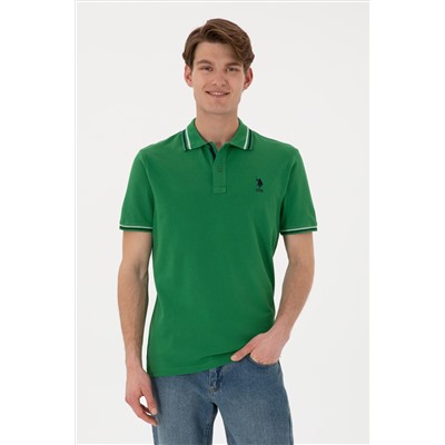 Erkek Regular Fit Polo Yaka Yeşil Basic Tişört