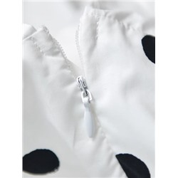 Милое платье принцессы из чистого хлопка с кружевными рукавами в горошек. Экспорт