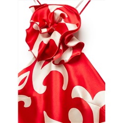 Top satinado estampado flor decorativa
