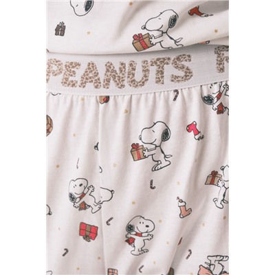 Pijama largo 100% algodón blanco Snoopy