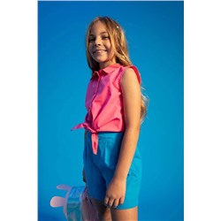 Kız Çocuk Regular Fit Bağlamalı Poplin Kolsuz Gömlek