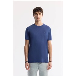 Avva, Erkek Indigo Soft Touch Bisiklet Yaka T-shirt B001031