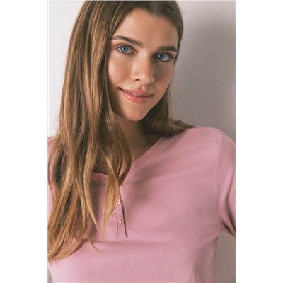 Camiseta manga corta algodón perchado rosa
