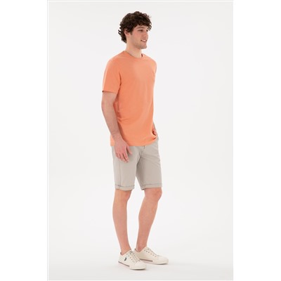Erkek Regular Fit Bisiklet Yaka Somon Basic Tişört