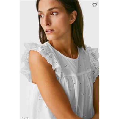 Bluse - Bio-Baumwolle - bestickt