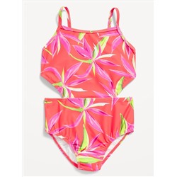 Patterned Cut-Out-Waist One-Piece Swimsuit for Girls