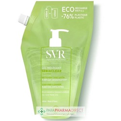 SVR SEBIACLEAR GEL MOUSSANT - Nettoyant sans Savon, Purifiant, Désincrustant 400ml - ECO RECHARGE