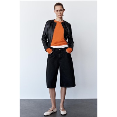 FAUX LEATHER PEPLUM JACKET