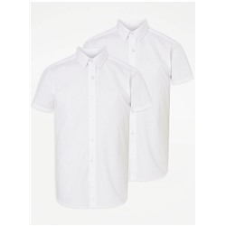 Senior Boys White Short Sleeve Slim Fit School Shirts 2 Pack