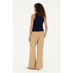 Kadın Camel Loose Relax Fit Kanvas Pantolon