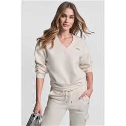 METALLIC BUBBLE LOGO V-NECK PULLOVER