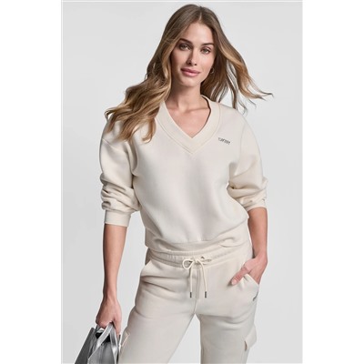 METALLIC BUBBLE LOGO V-NECK PULLOVER