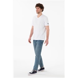 Erkek Regular Fit  V Yaka Antrasit Basic Tişört