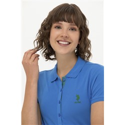 Kadın Saks Basic Polo Yaka Tişört