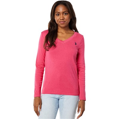 U.S. POLO ASSN. Long Sleeve V-Neck Heathered Tee