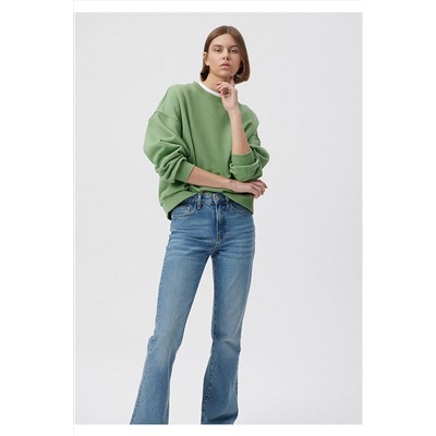Mavi Bisiklet Yaka Yeşil Basic Sweatshirt 1611769-71808
