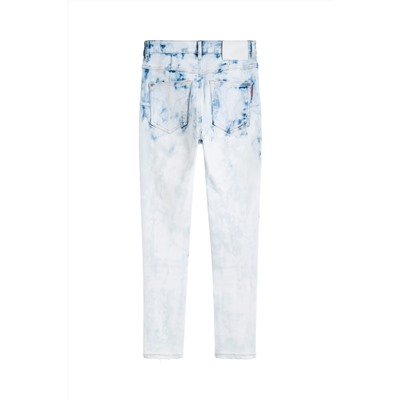 Vaquero slim fit 7/8 Azul claro y blanco