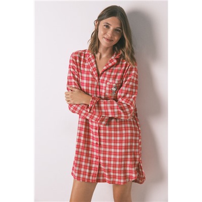 Camisón corto algodón estampado cuadros Snoopy