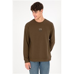 Erkek Haki Basic Sweatshirt