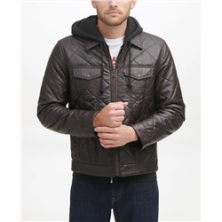 Levi's Men's Faux Leather Quilted Trucker Jacket