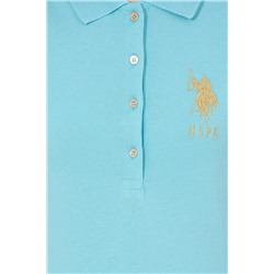 Kadın Turkuaz Basic Polo Yaka Tişört