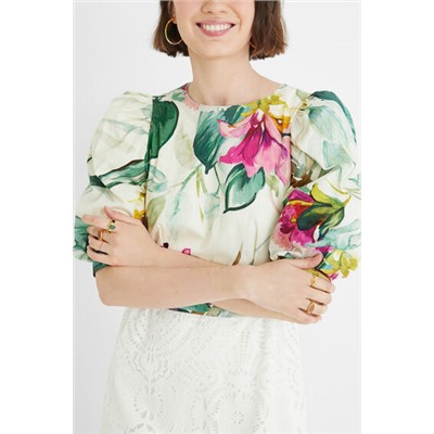 Blusa corta cremallera trasera