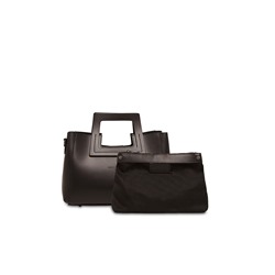 Bolso de piel y neceser Jini Negro