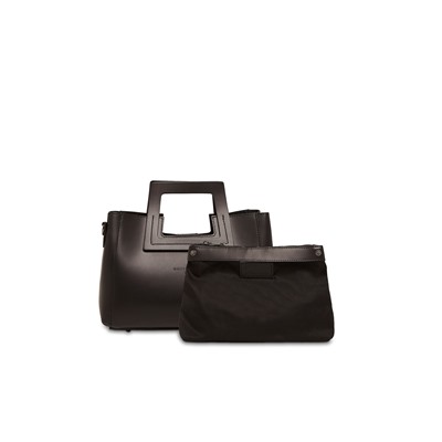 Bolso de piel y neceser Jini Negro