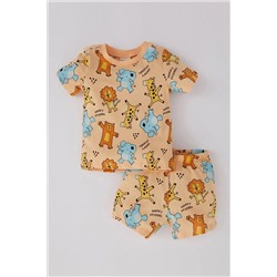 Defacto Erkek Bebek Safari Kısa Kollu Penye 2'li Pijama Takımı A6596A523HS