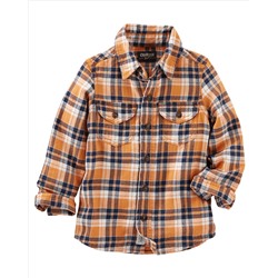 2-Pocket Plaid Button-Front Shirt