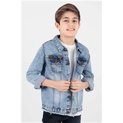 AHENGİM Kids Erkek Çocuk Ceket Erkek Çocuk Kot Ceket Arma Detaylı Ak888946 1-2-10000942