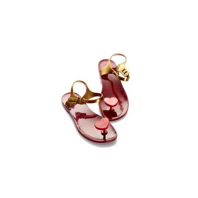 Сандалии Zhoelala Heart (вишневый+красный+золотой) / Zhoelala Heart (cherry+red+gold)