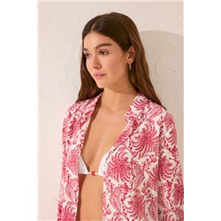 Vestido midi camisero estampado hojas