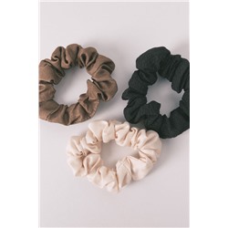 Pack 3 mini scrunchies negro/marrón/blanco