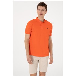 Erkek Regular Fit Polo Yaka Nar Çiçeği Basic Tişört