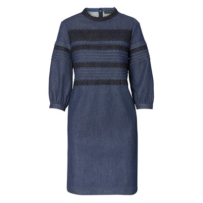 Pintuck & Lace Shift Dress