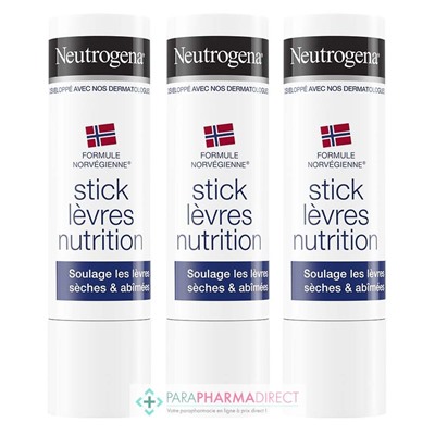 Neutrogena Stick Lèvres Nutrition - LOT de 3x4,8g (dont 1 OFFERT)Lot  × 3