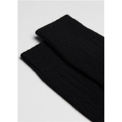 Kurze gerippte Herrensocken mit Wolle und Cashmere
