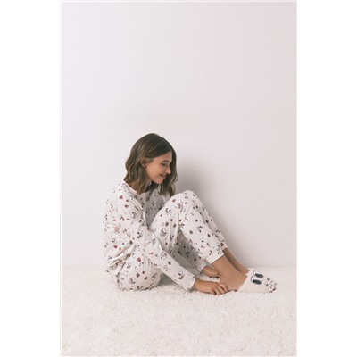 Pijama largo 100% algodón blanco Snoopy