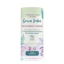 Green Tribu Déodorant Caresse - Sans Parfum, Sans Alcool - Peaux Sensibles - BIO 50 g