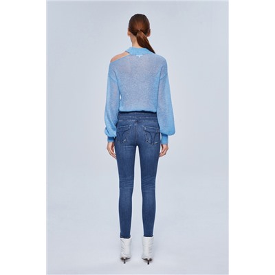 Vaquero skinny fit de tiro alto Azul marino