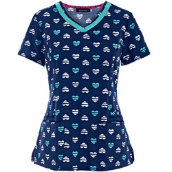 heartsoul Scrubs She's A Heart Breaker Print Top
