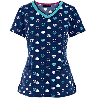 heartsoul Scrubs She's A Heart Breaker Print Top