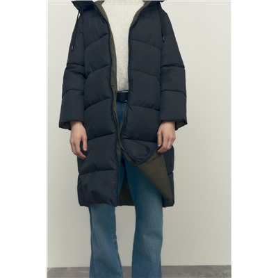 ABRIGO ACOLCHADO LARGO REVERSIBLE