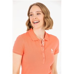 Kadın Somon Basic Polo Yaka Tişört